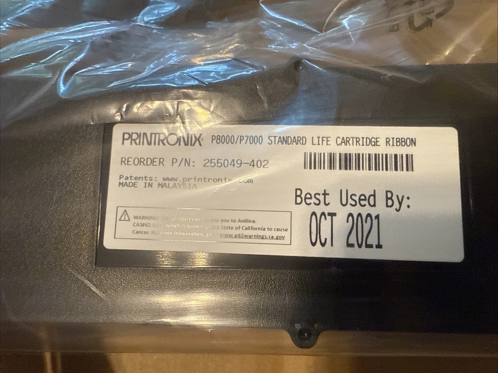 Printronix Standard Life Cartridge Ribbon P8000 P7000 255049 Exp. 2021 Single