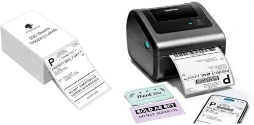 Phomemo D450BT Bluetooth Shipping Label Printer 4x6 Roll Labels Pack JDM