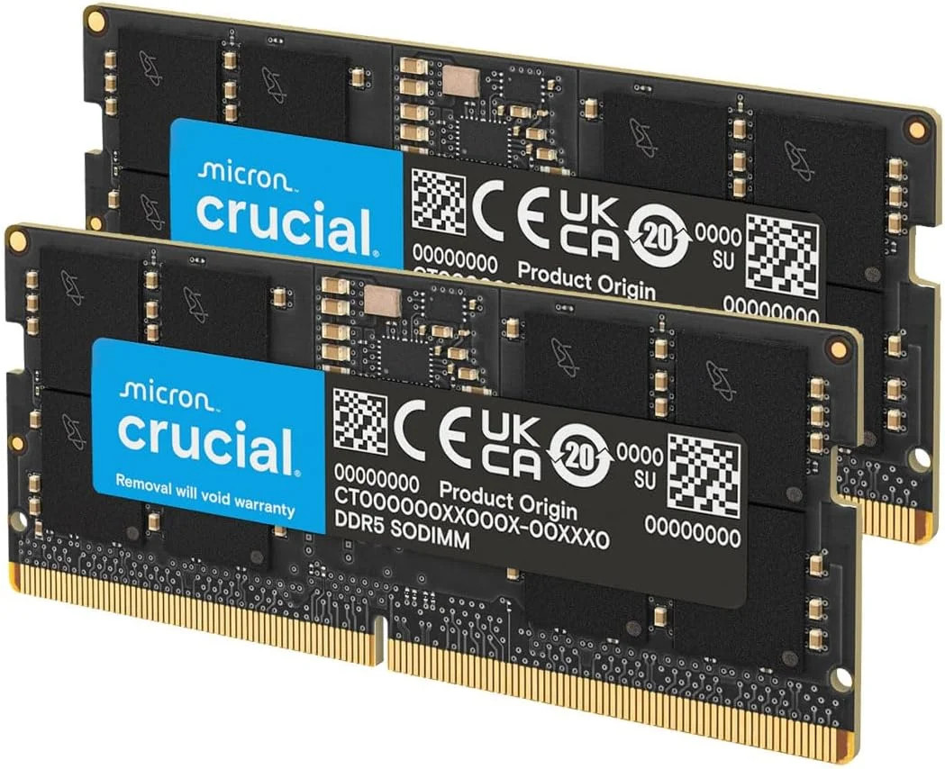 Crucial 32GB DDR5 RAM Kit (2x16GB), 5600MHz (or 5200MHz or 4800MHz) Laptop Memor