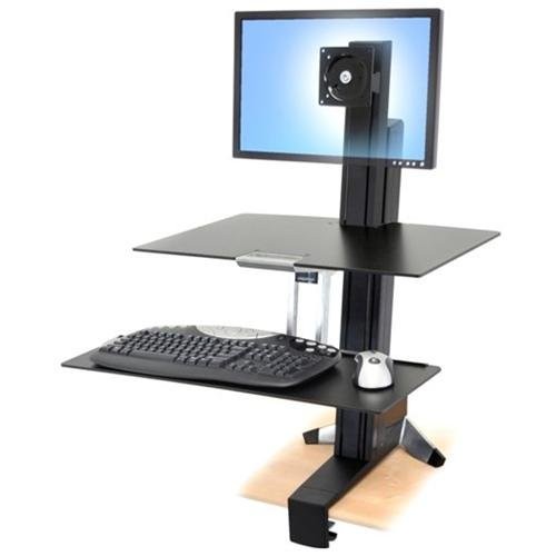 Ergotron 33350200 WorkFit-S Sit-Stand Desk Mount Black 24" LCD