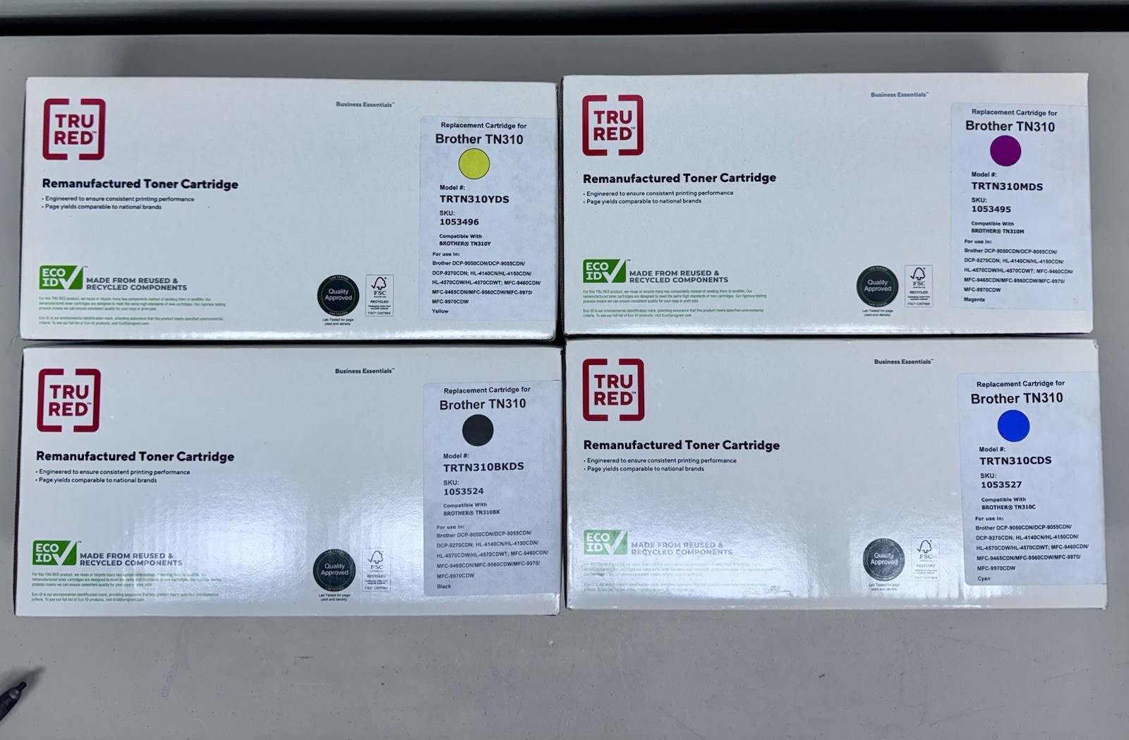 Staples Toner Brother Printer High Yield TN310 Yellow Cyan Magenta Black Lot (4)