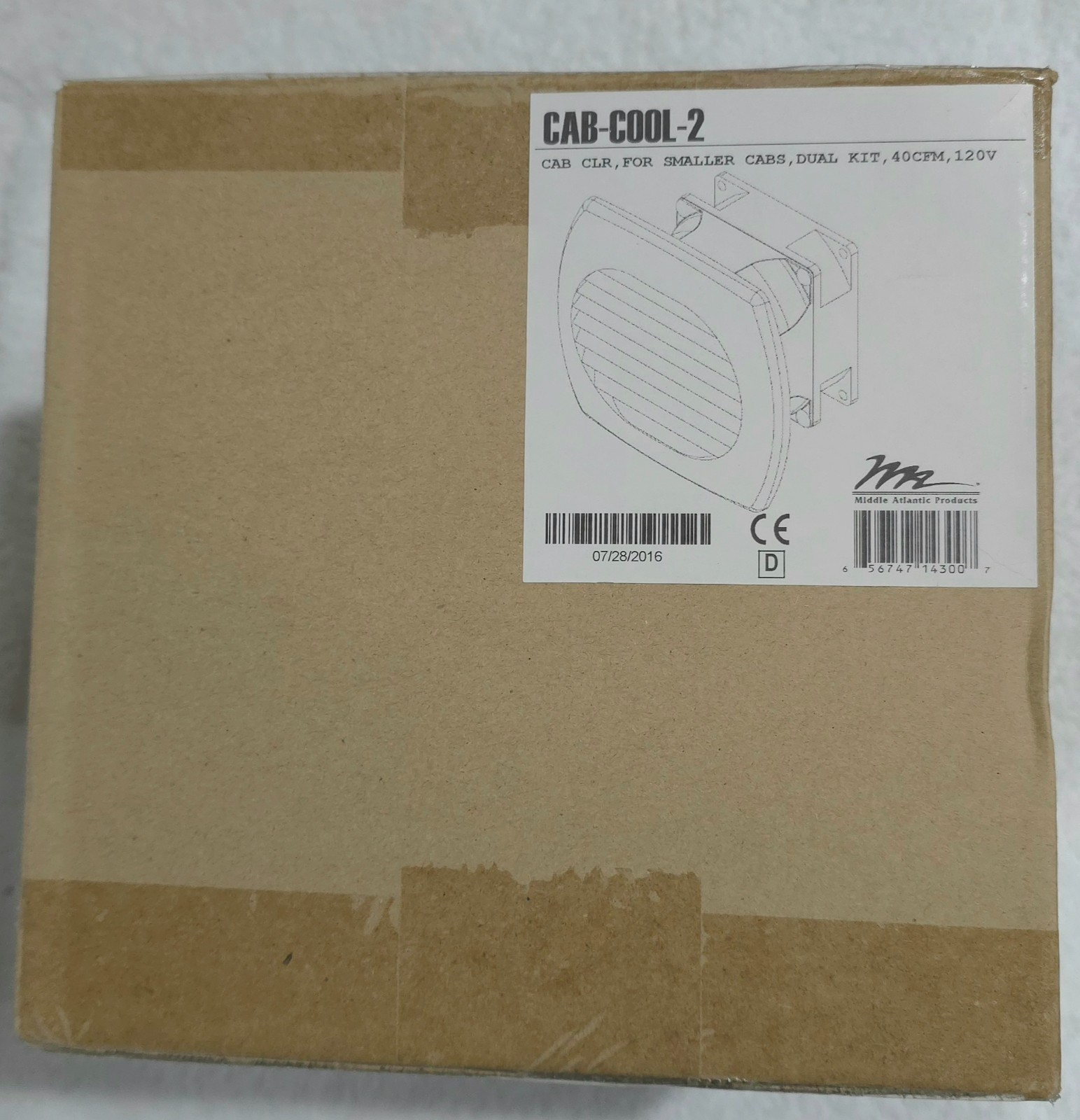 Middle Atlantic CAB-COOL 2 Quiet-Cool Cabinet Cooler 40 CFM Airflow (2 Fans)