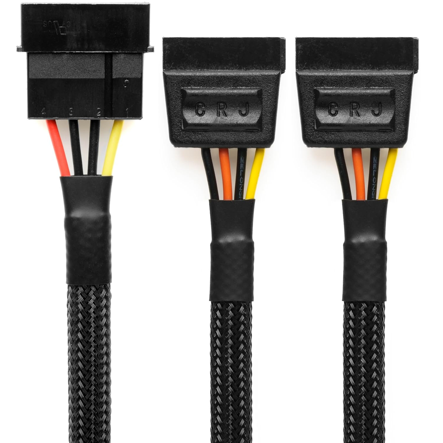 CRJ 4-Pin Molex to Dual 15-Pin SATA Power Adapter Cable - 12-Inch , Black