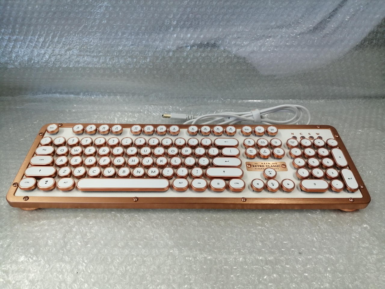 Azio Retro Classic Mechanical Keyboard Wired Retro Typewriter Design Brown Swit