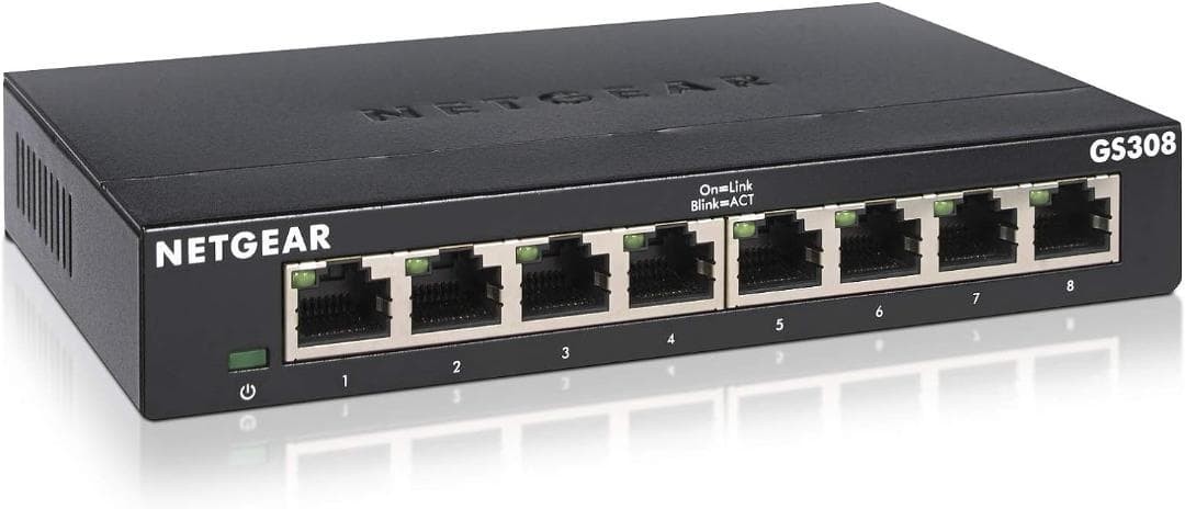 NETGEAR GS308 8-Port Gigabit Ethernet Network Fanless Metal Case Unopened