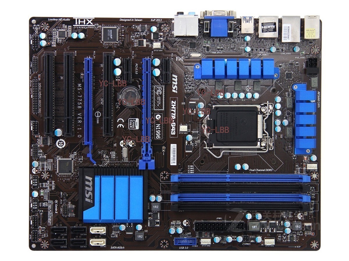 For MSI ZH77A-G43 motherboard H77 LGA1155 4*DDR3 32G DVI+VGA+HDMI ATX Tested OK