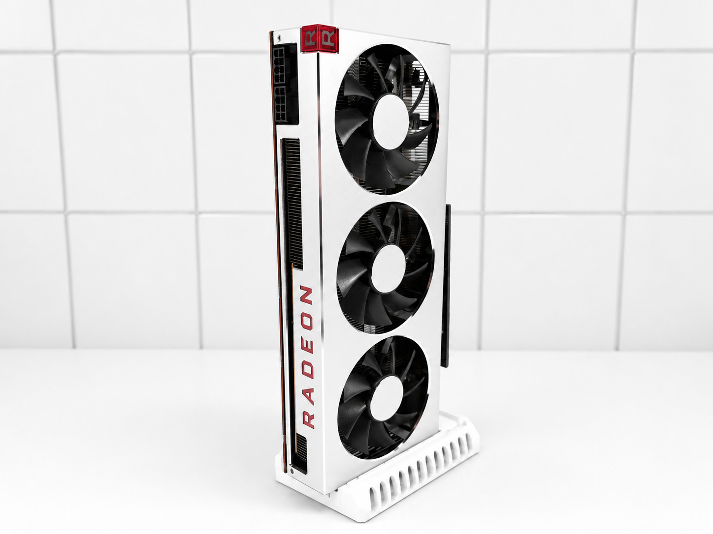 Compact Vertical 2-slot GPU Stand - White Open Air Graphics Card Display Mount