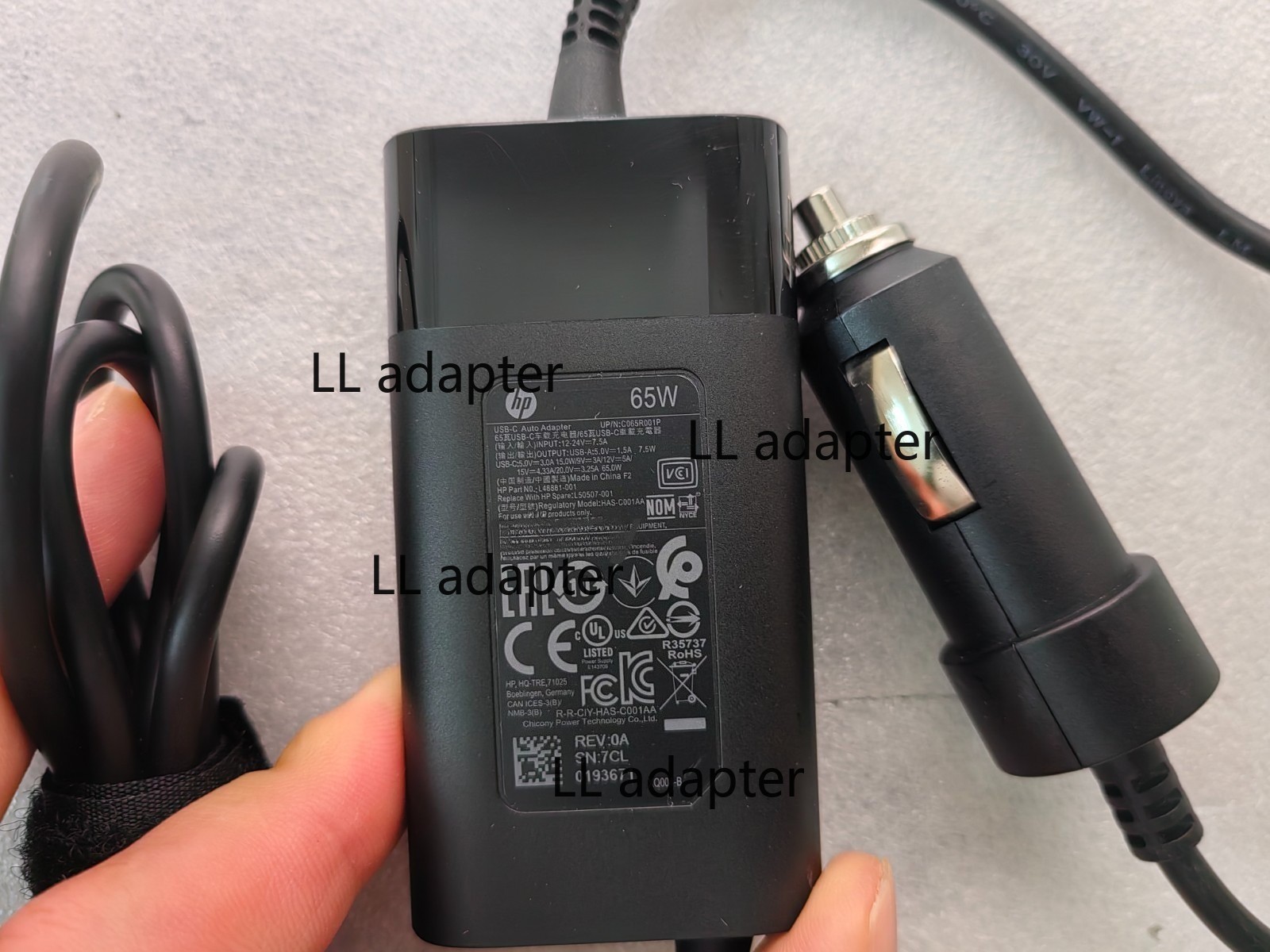 Original 20V 3.25A USB-C Auto Adapter L48881-001 For HP 65W USB-C Series Laptop