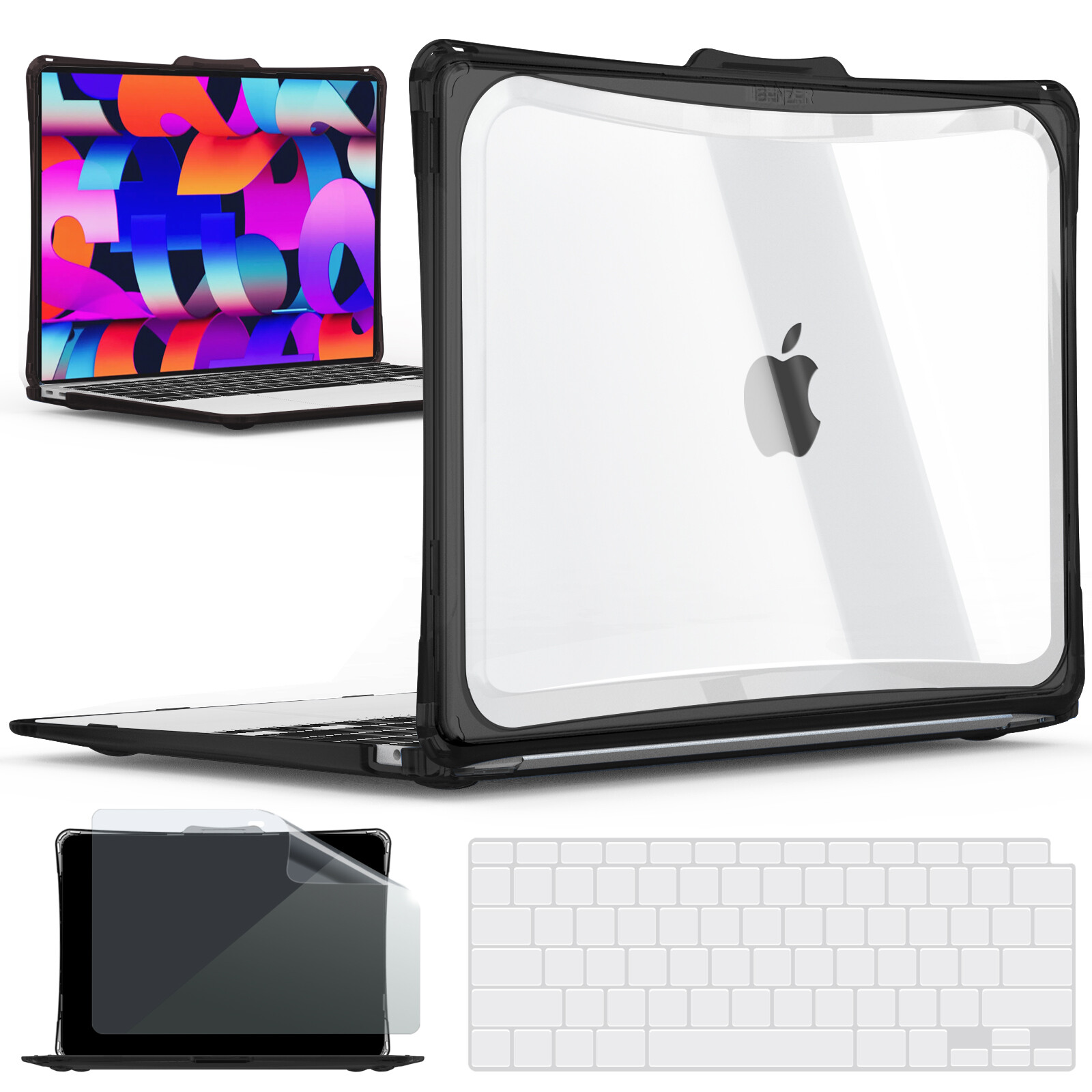 IBENZER Heavy Duty Case for MacBook Air Pro 13 14 inch KeyboardCover+ScreenFilm
