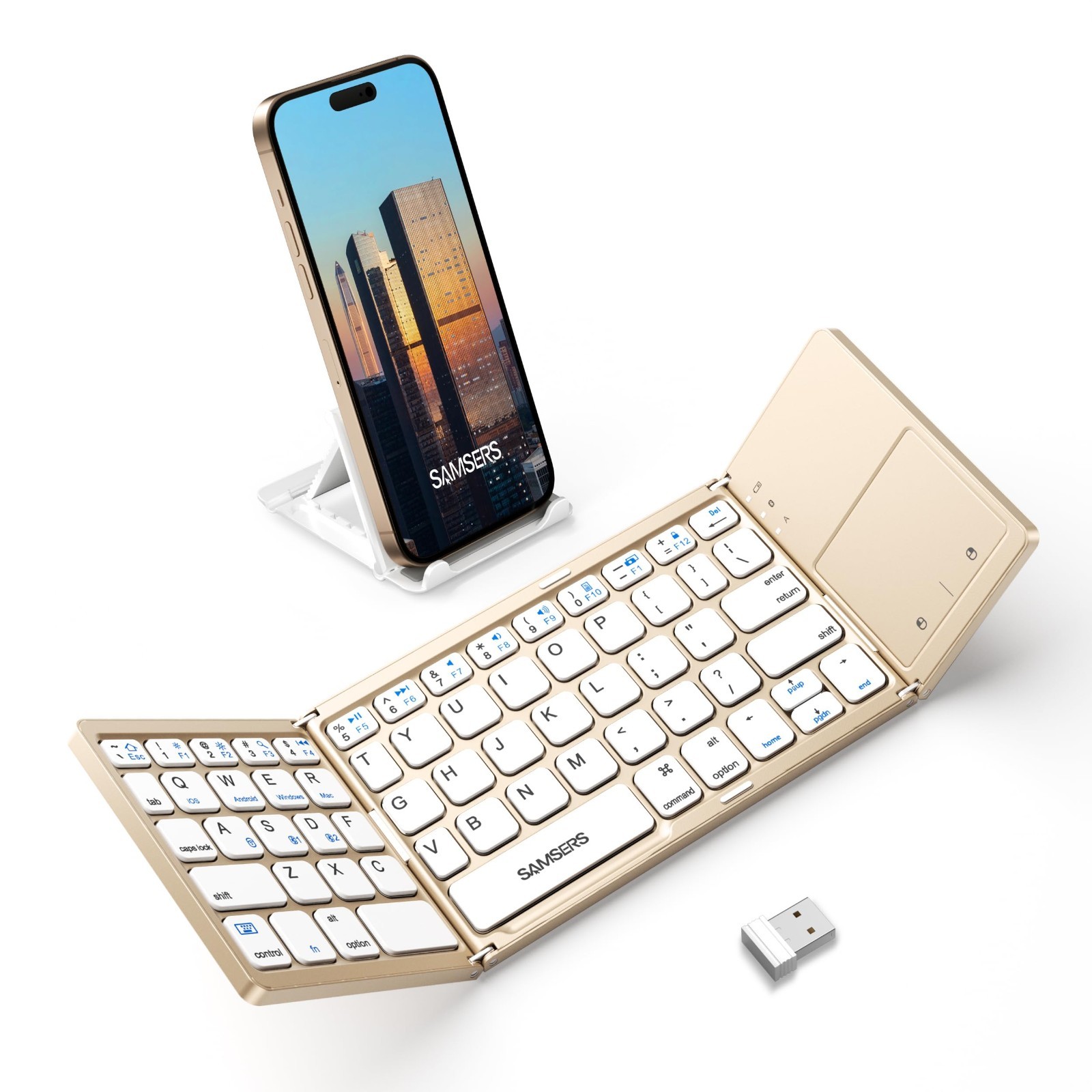 Samsers Travel Multi-Device Foldable Bluetooth Keyboard Touchpad 2.4G+BTx2