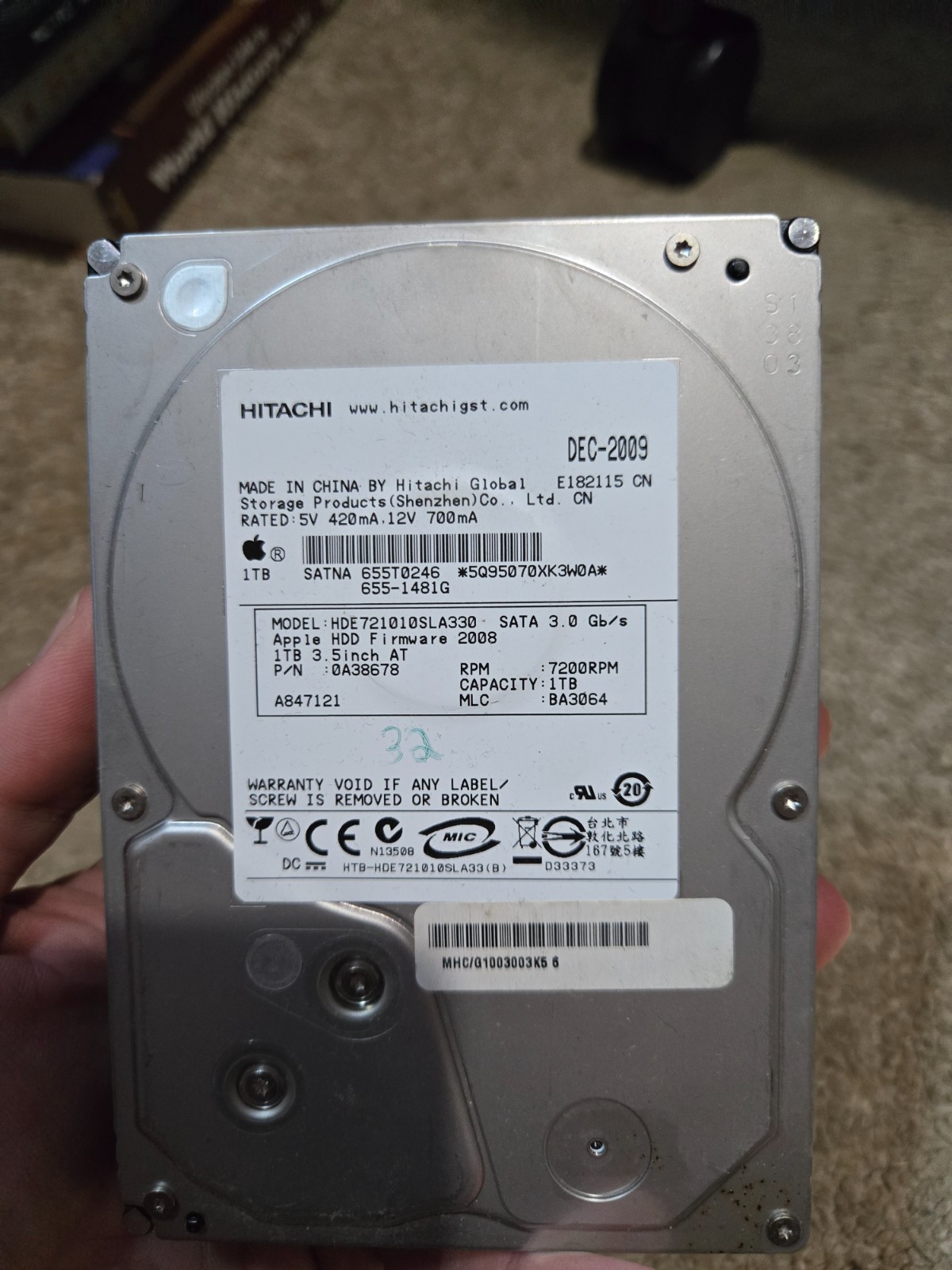 Hitachi 1TB SAS Hard Drive Model HDE721010SLA330