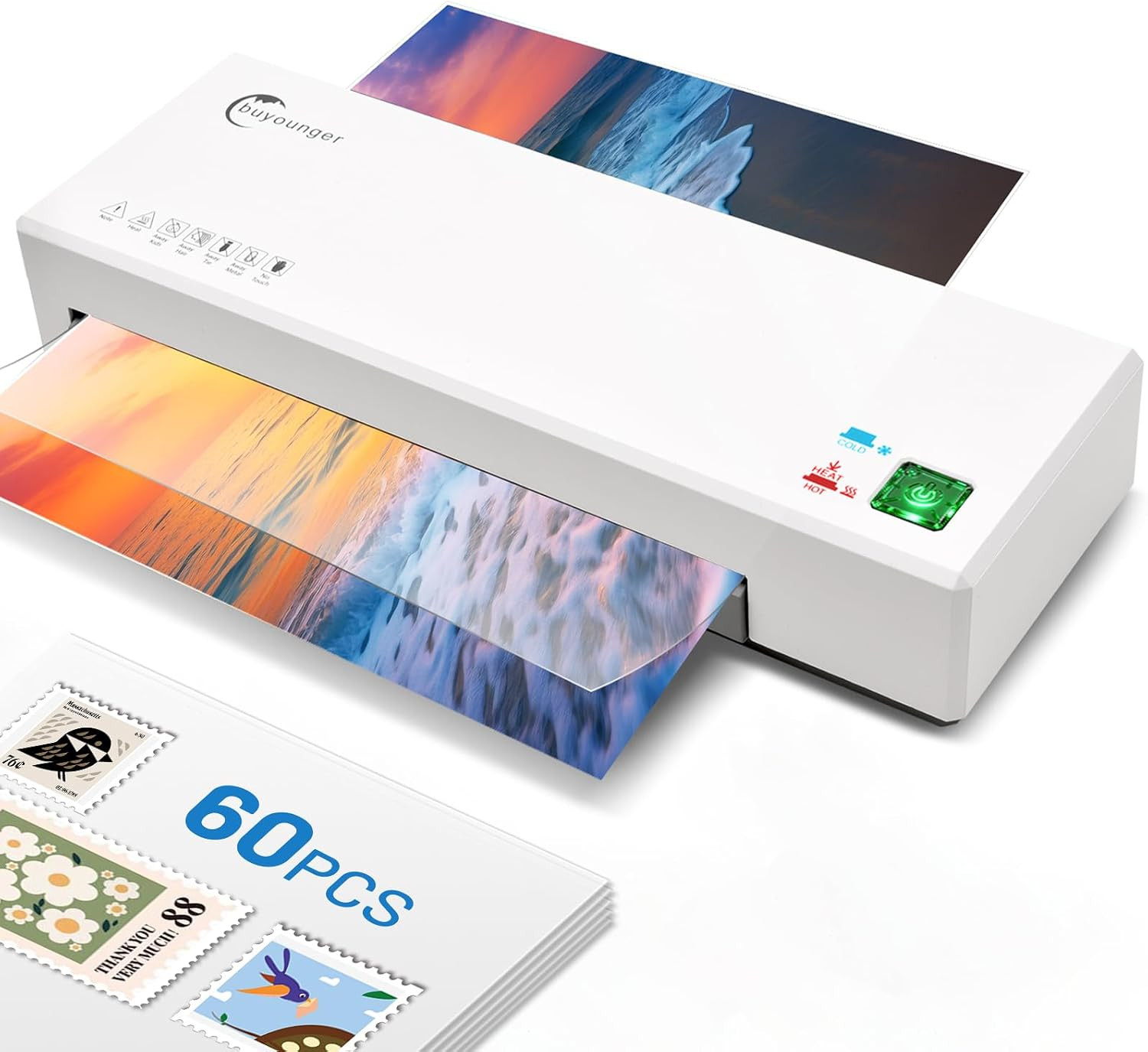 9 Inch Thermal & Cold Laminator Machine, A4 Set with 60 Sheets