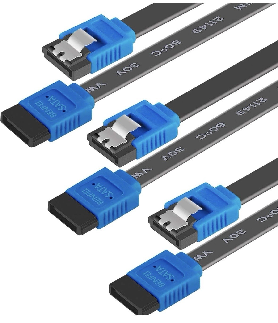 3 Pack BENFEI SATA Cable III - 6Gbps Straight HDD SDD Locking Latch 18 Inch
