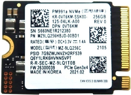 Dell (Samsung MZ-9LQ256C) Samsung MZ9LQ256HBJD-00BD1 PM991A 256GB Solid VT6KM