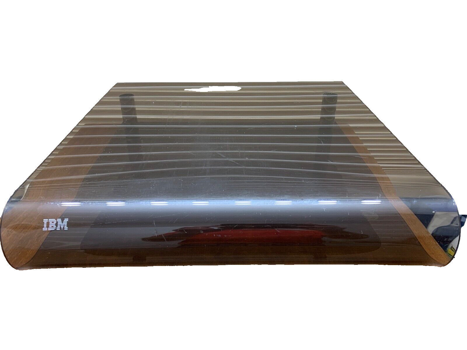 Rare Vintage IBM Acrylic Riser stand Smoke Plexiglass Printer Stand 16x16x3.5”