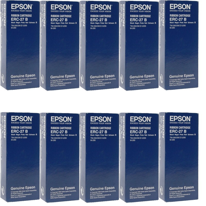 12x Epson ERC-27b Black Ribbon Cartridge for TM290, TM295