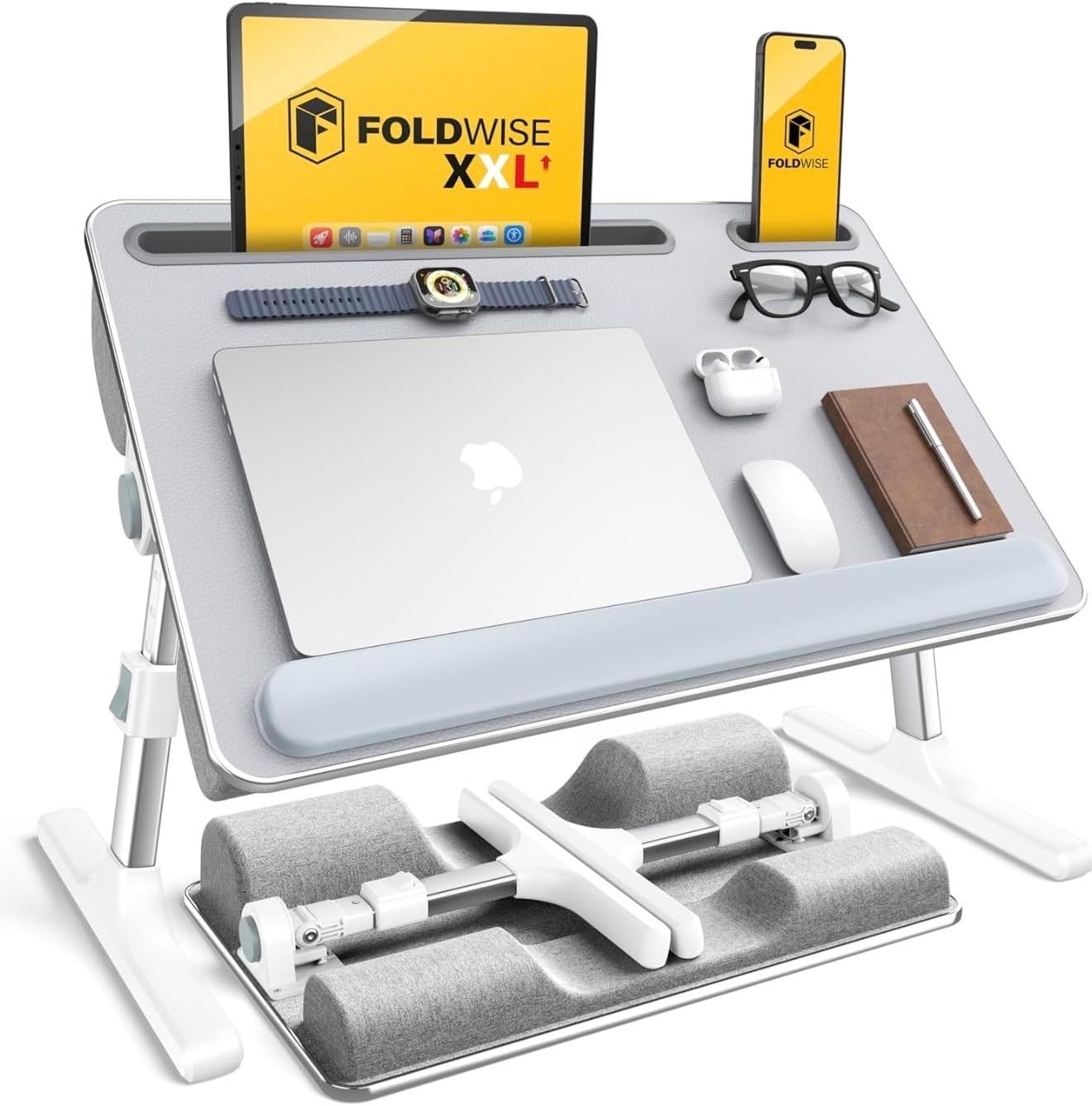 2-In-1 Lap & Bed Desk with Soft Cushions - Adjustable Height & Angle, Foldable L
