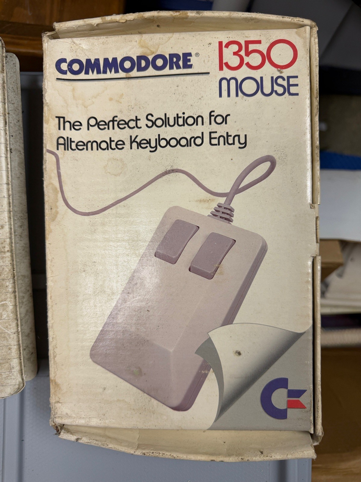 Vintage Commodore 1350 Mouse C128 Box Manual Warranty 1985 Made in Japan
