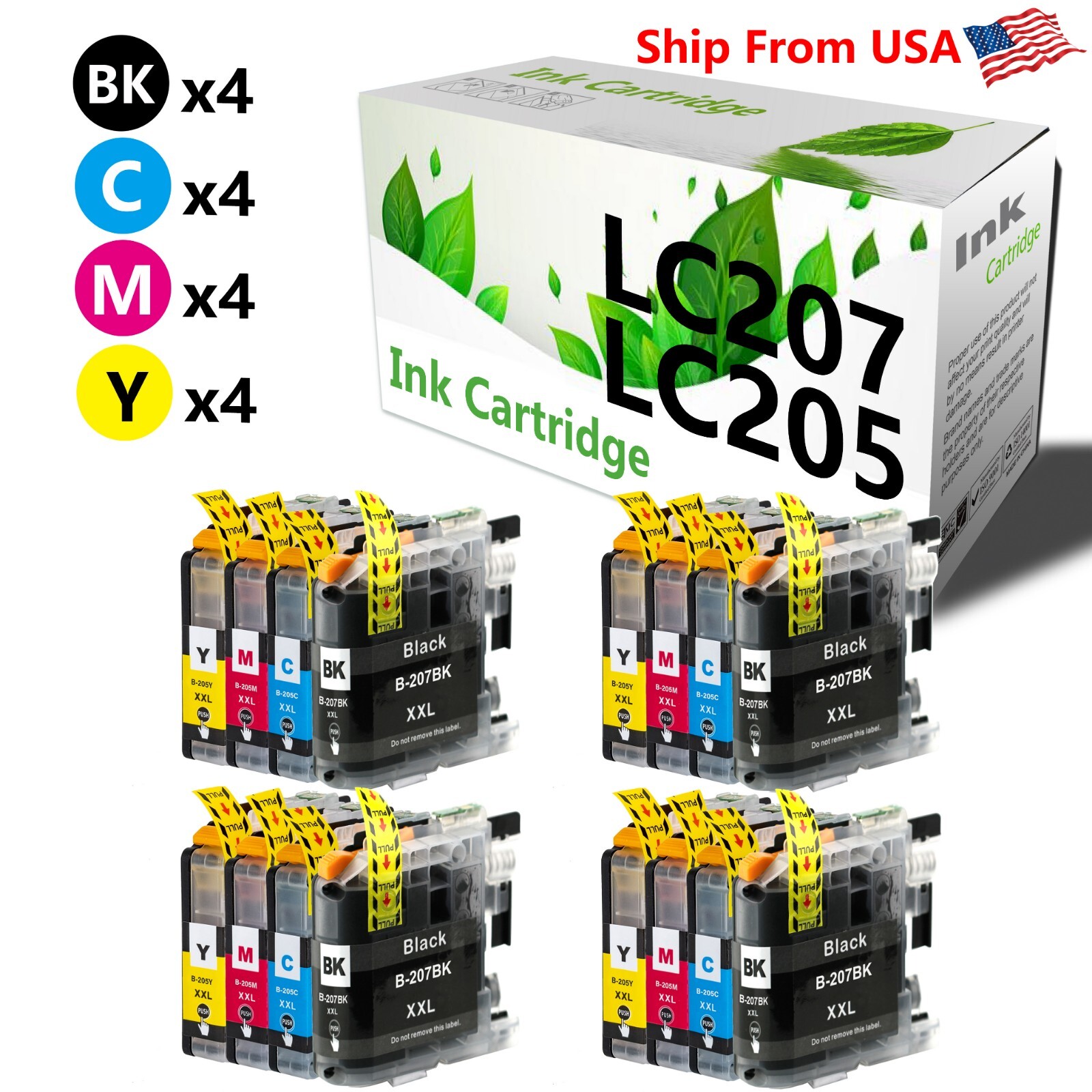 16-Pack LC207 XXL LC205 XXL Ink Cartridge Work With Brother MFC-J4320DW Printer