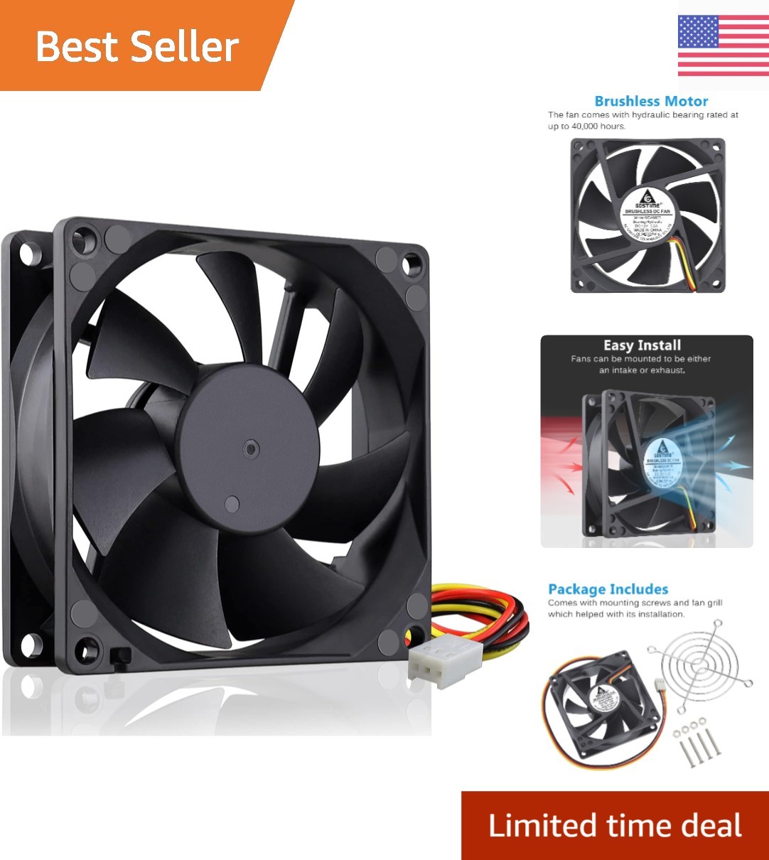 Versatile Air Cooling Fan - 80mm, 12V, 3-Pin for PCs and Electronic Devices