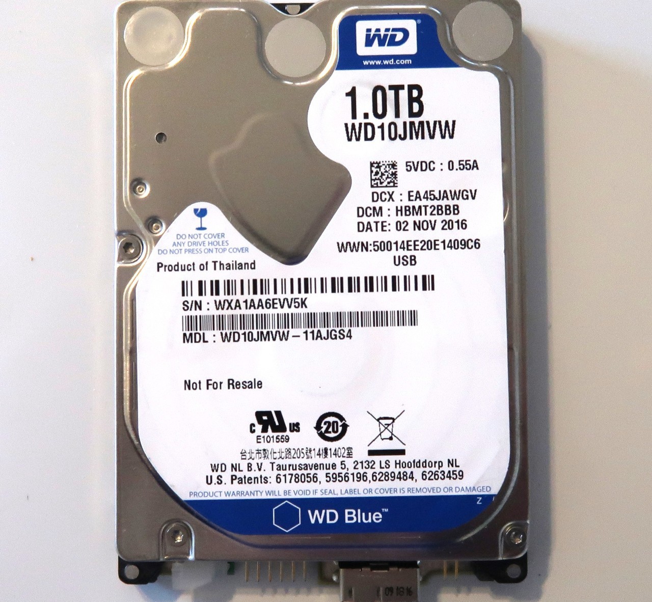 Western Digital WD10JMVW-11AJGS4 DCM:HBMT2BBB Thailand 1000gb USB 2016