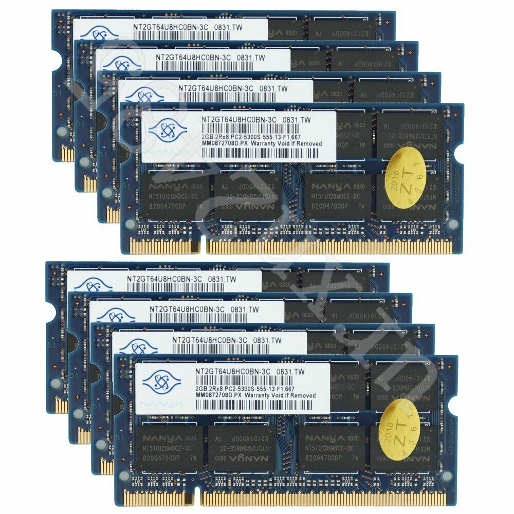 16GB 8x 2GB / 1GB PC2-5300S DDR2 667MHz so-dimm Laptop Memory RAM For NANYA LOT