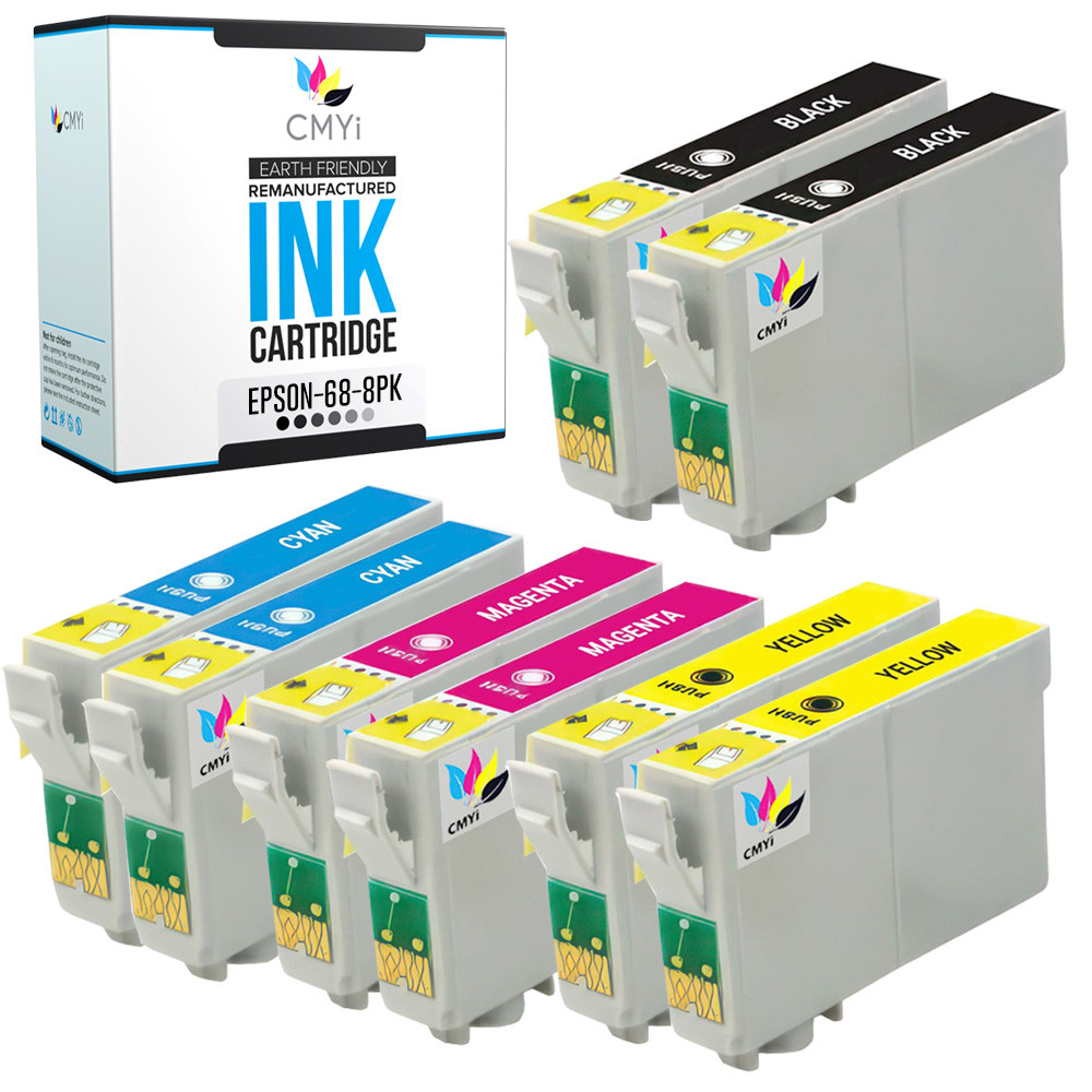 8-Pack Compatible Epson T068 Cartridge for Stylus C120 NX615 Workforce 30