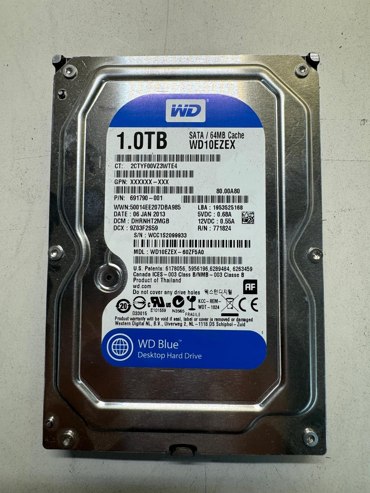 WD WD10EZEX-60ZF5A0 691790-001 1TB 7200 RPM 64MB Cache HDD