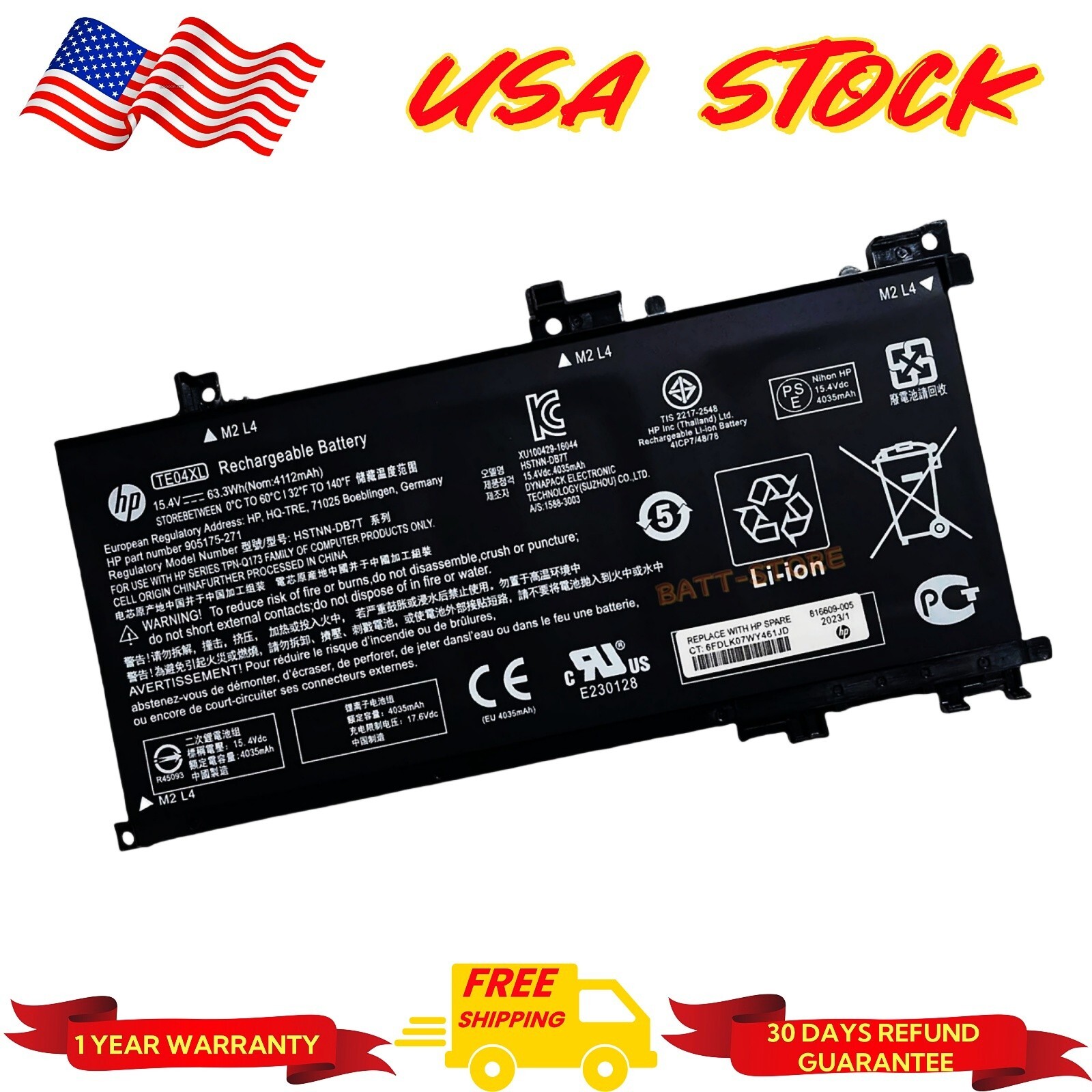 ORIGINAL TE04XL Battery for HP Omen 15-AX200 15-BC 905175-2C1 905277-855 NEW