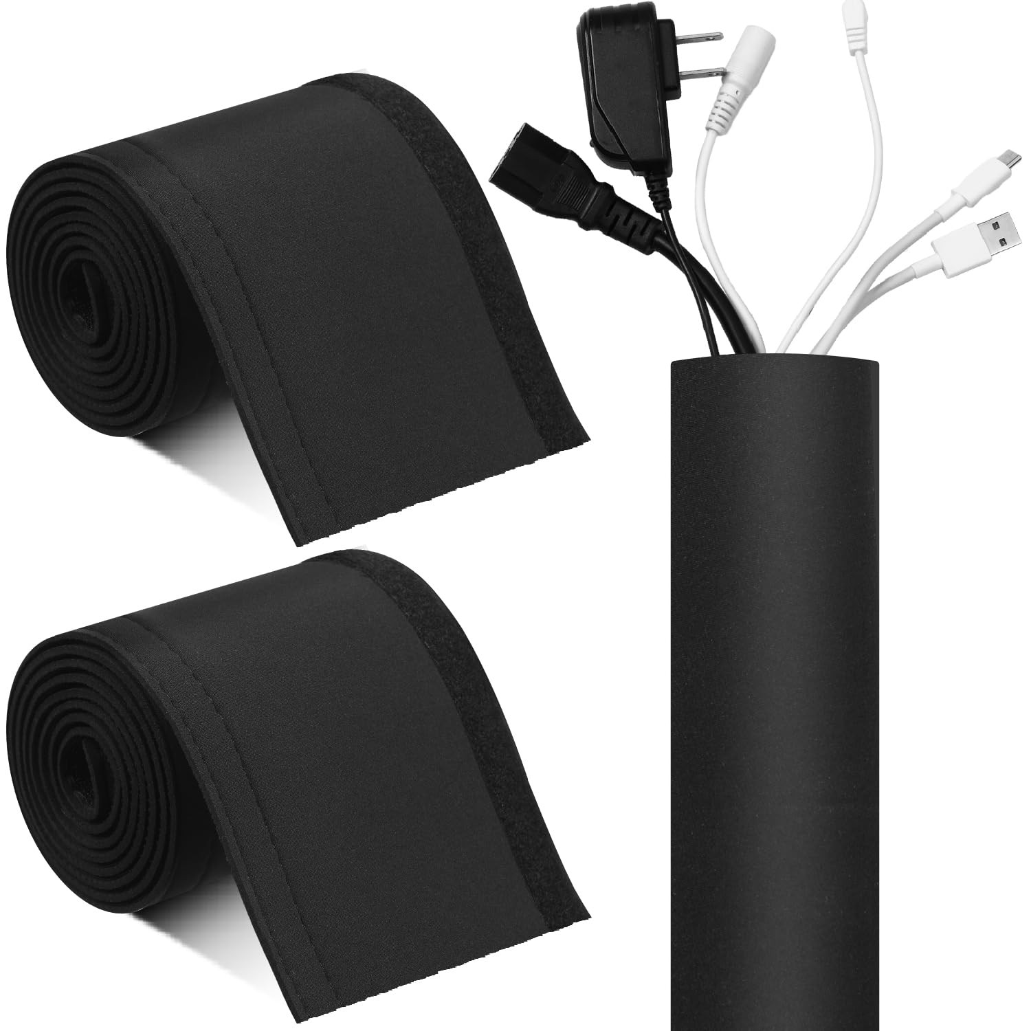 2 Rolls 60 Inch Cable Management Sleeve Trolling Motor Cable Sleeve Neoprene