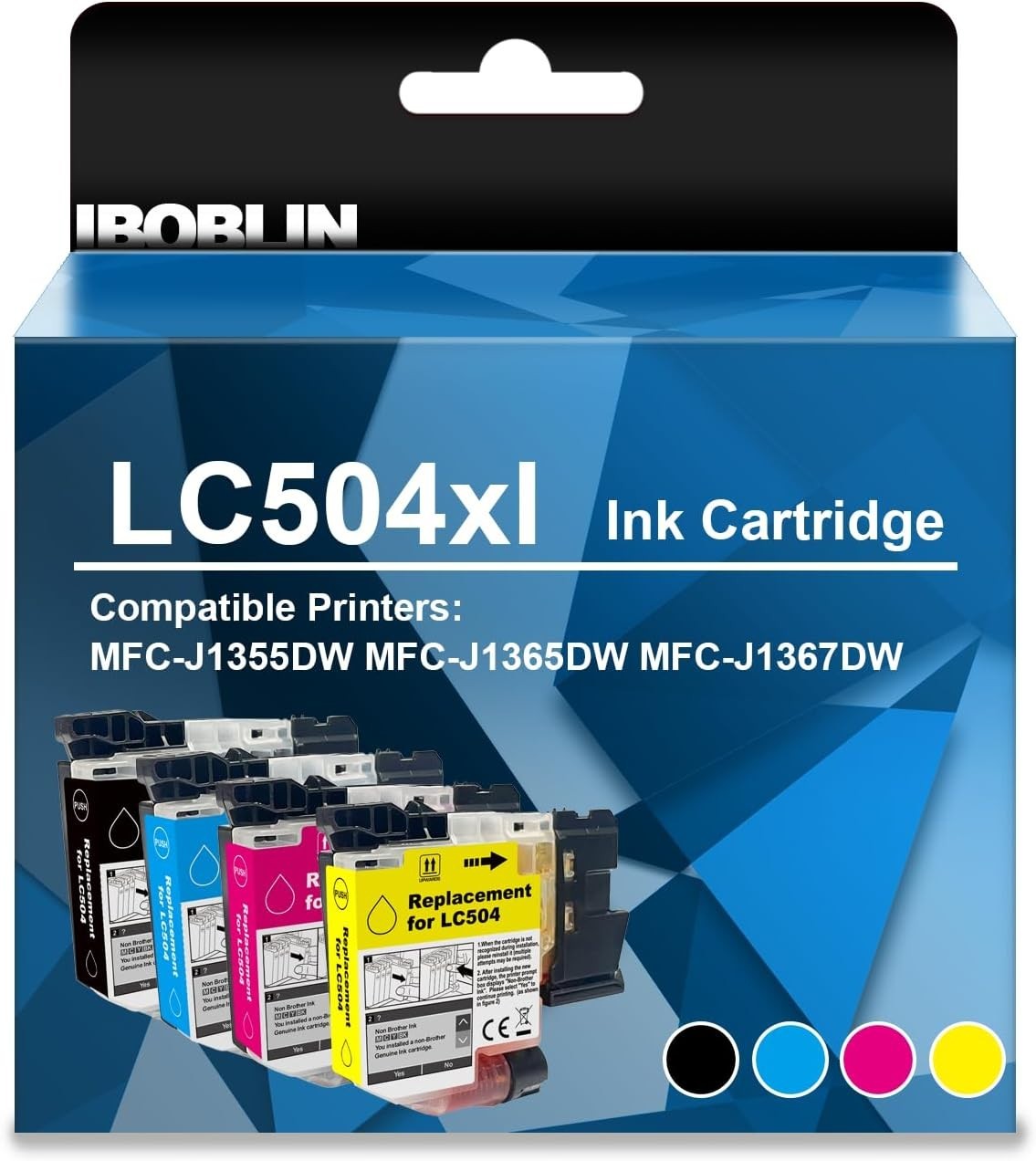 LC504XL High Yield Ink Cartridges 4-Pack for Brother MFC-J1355DW 1365DW