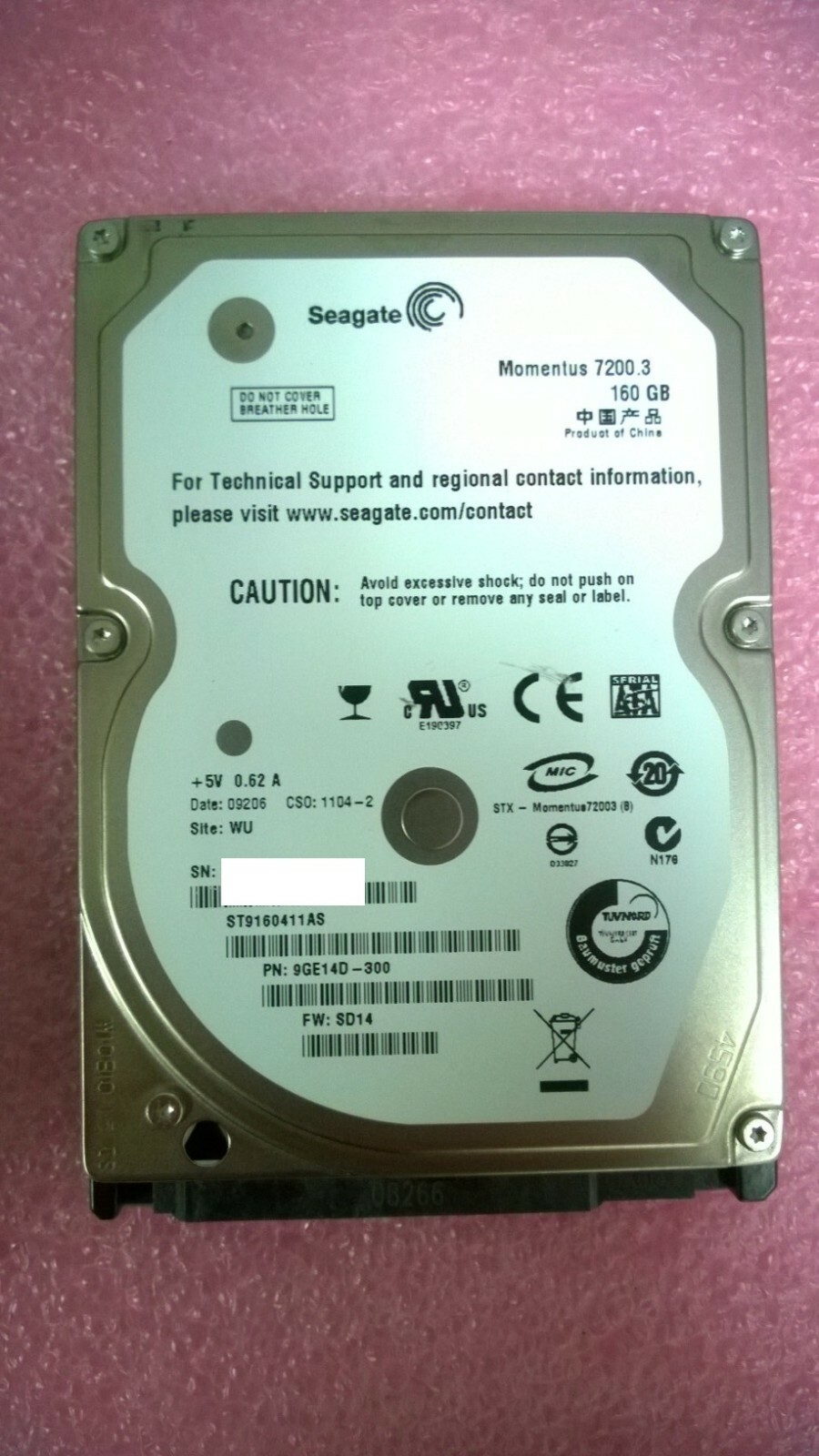 Seagate Momentus ST9160411AS 160GB 7200RPM 2.5" HDD