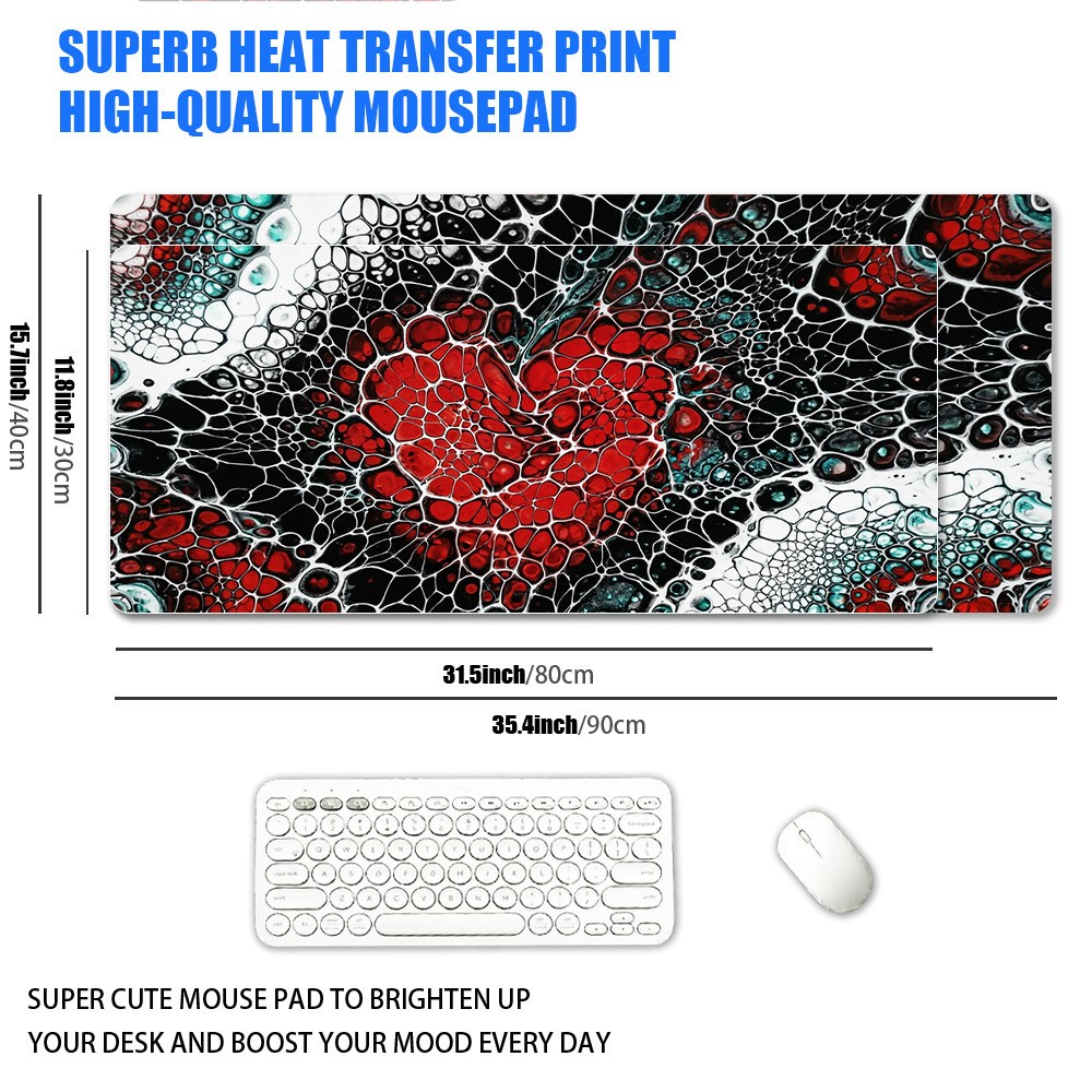 1pc XXL Plus Size Cell Texture Art Mouse Pad Dark Red Contrast Trendy Cool Mes