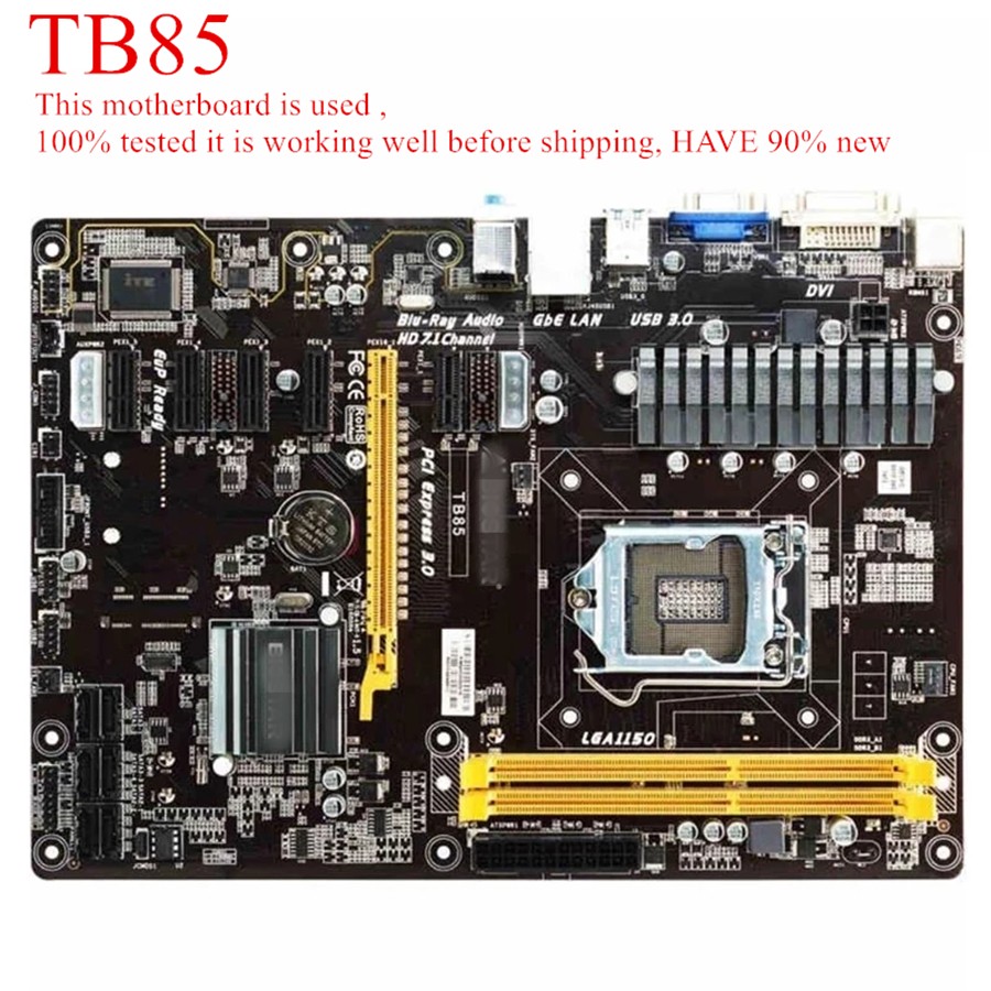 Mining Motherboard For Biostar TB85 LGA 1150 DDR3 16GB ATX DVI VGA PCI-E3.0 Used