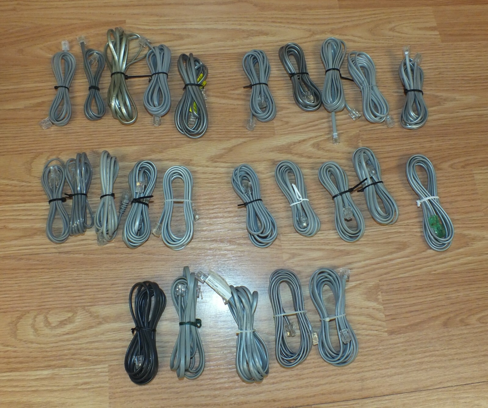 Mixed Lot of 25 RJ11 Multi Size / Lengths & Shape Gray Phone Cords **READ** 