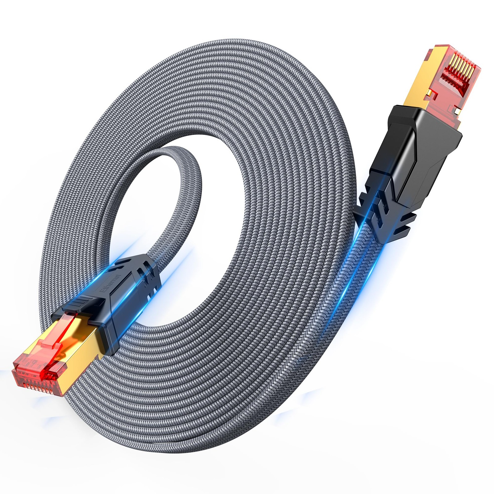 Cat 8 Ethernet Cable 30FT, 40Gbps, 2000Mhz, Gold RJ45 for Gaming/PC/Router