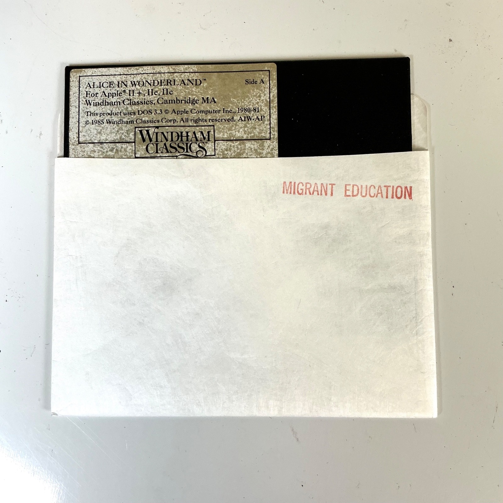 Alice In Wonderland Vintage Game Apple II Windham Classics 1985 Floppy Disk