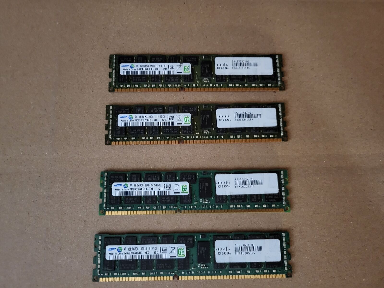 4X SAMSUNG M393B1K70DH0-YK0 32GB PC3-12800R DDR3-1600MHZ 2RX4 REG ECC I5-1(2)