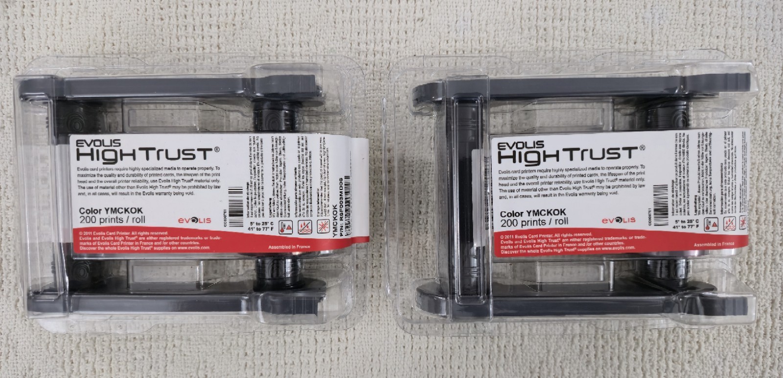 2x EVOLIS High Trust YMCKO Color 200 Prints Ribbons For Card Printers #4 NEW