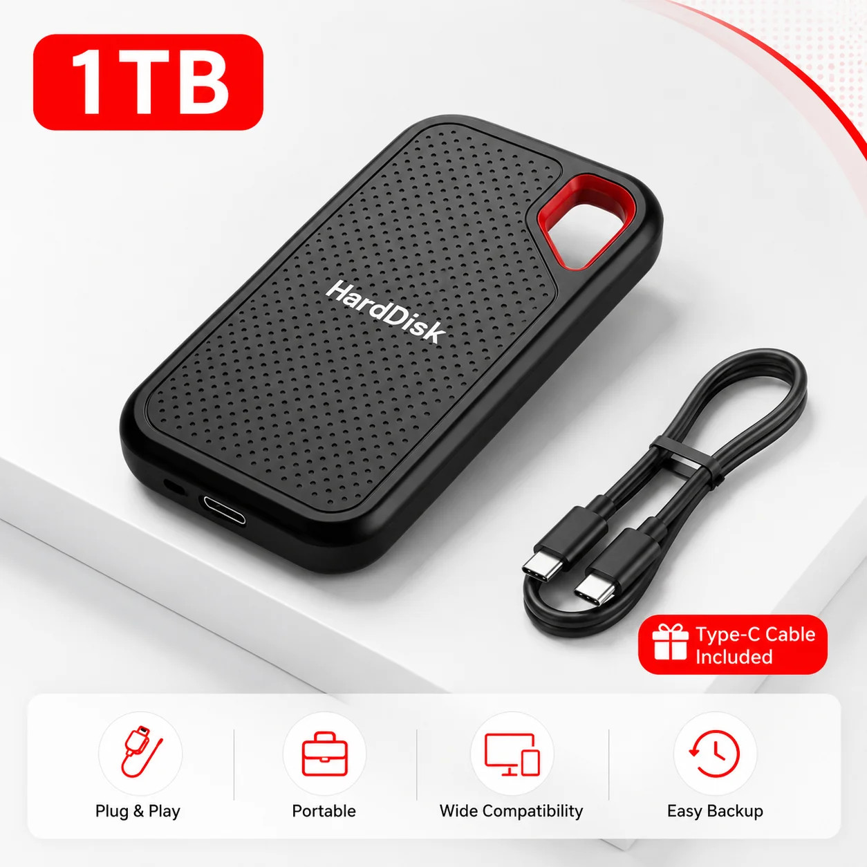 Portable SSD External Hard Drive 1TB 2TB USB-C Fast Storage Disk for Laptop Mac 