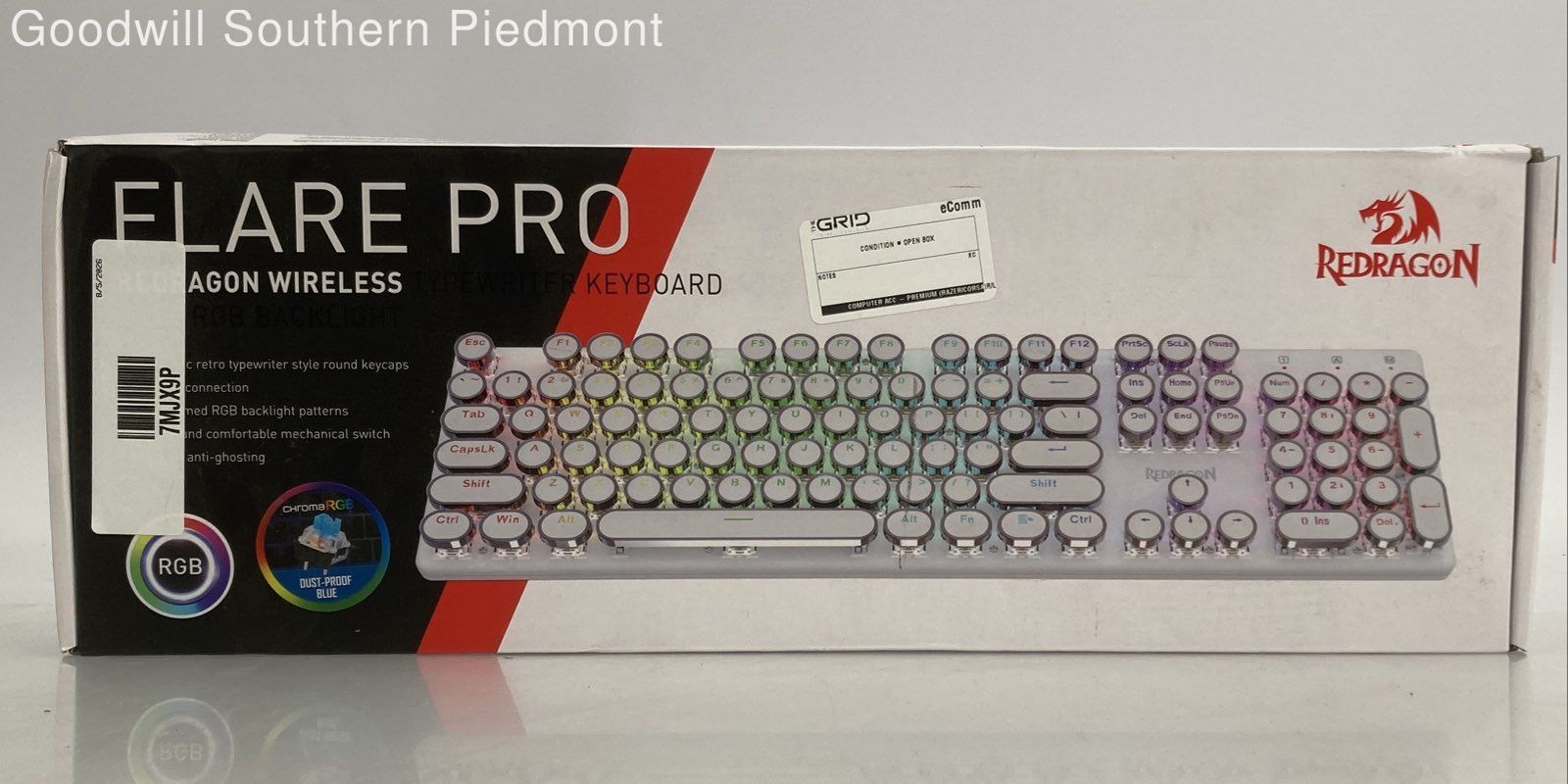 Redragon Flare Pro Mechanical Wireless Keyboard RGB & Blue Switches- Open Box