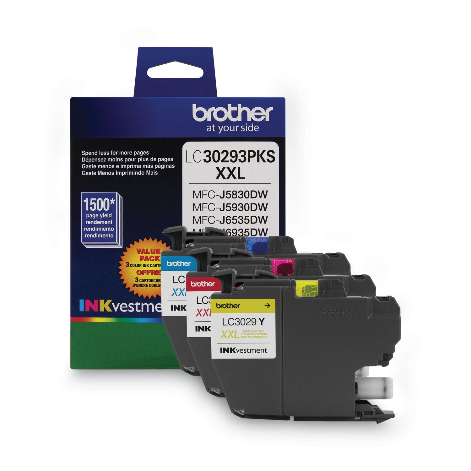 Brother LC-30293PK Super High-Yield Ink, Cyan/Magenta/Yellow