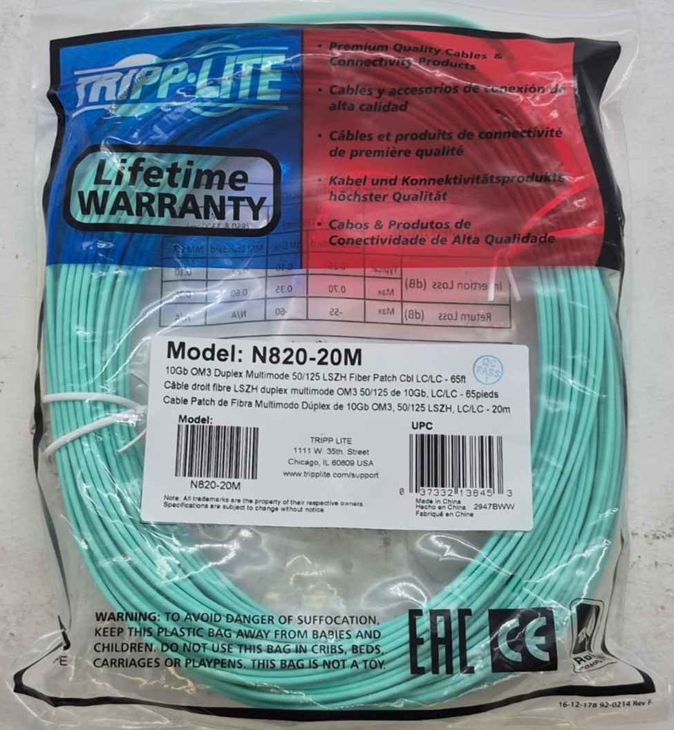 Tripp Lite N820-20M-OM3 Fiber Optic Duplex Multimode 50/125 LSZH 10Gb