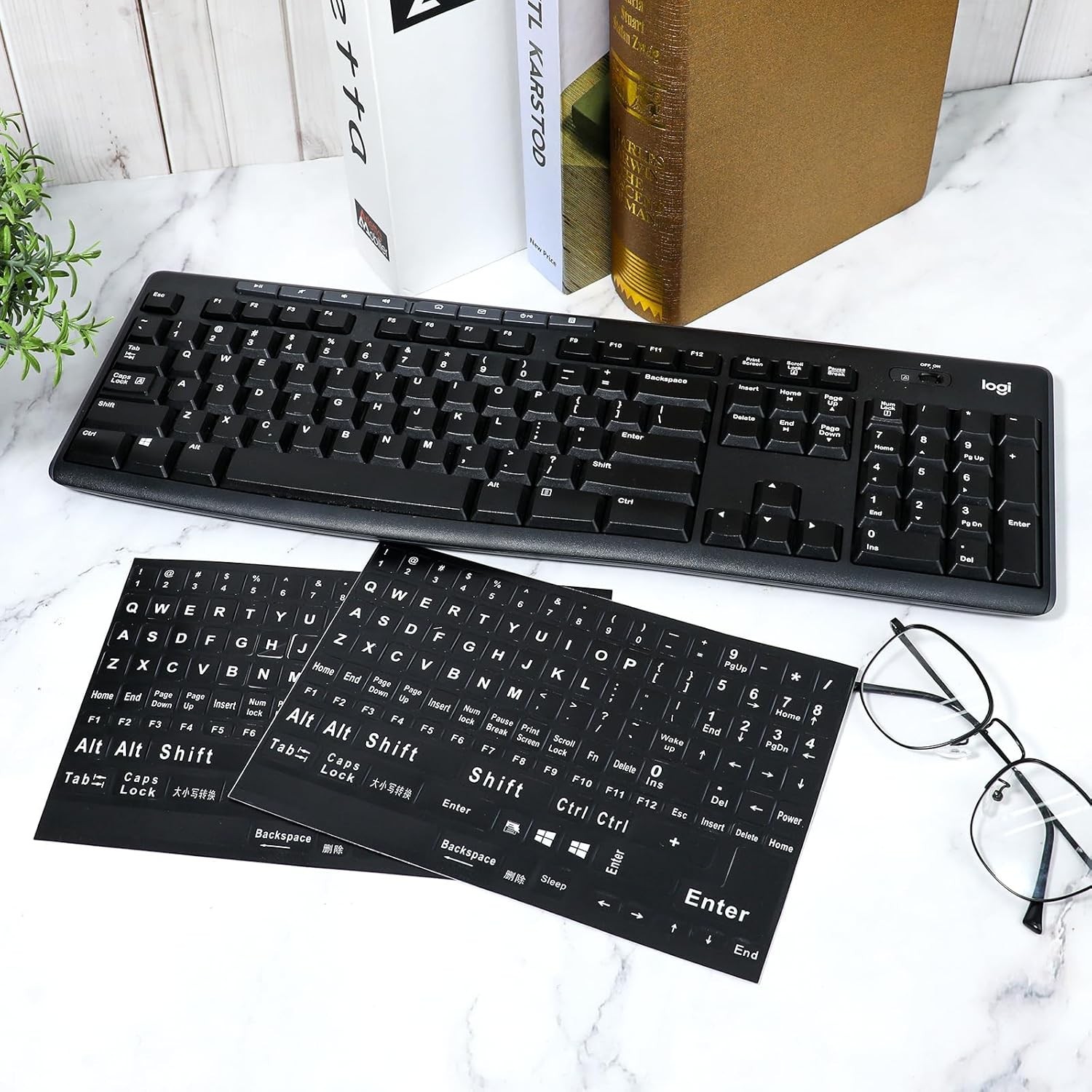 2 Pack Universal Keyboard Stickers,Keyboard Replacement Letters English Stickers