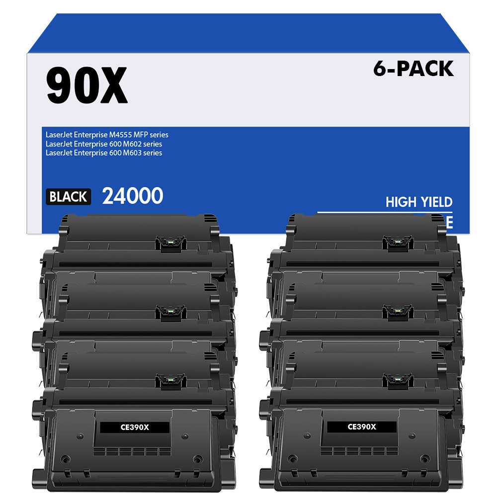 6PK CE390X Black Toner Cartridge for HP LaserJet 600 M4555fskm M4555h M603dn
