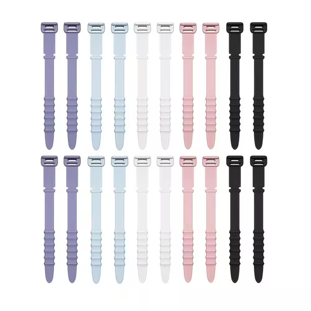 Silicone 4.5 Reusable Zip Ties Rubber Cable Straps Organizer White Black Pink Pu