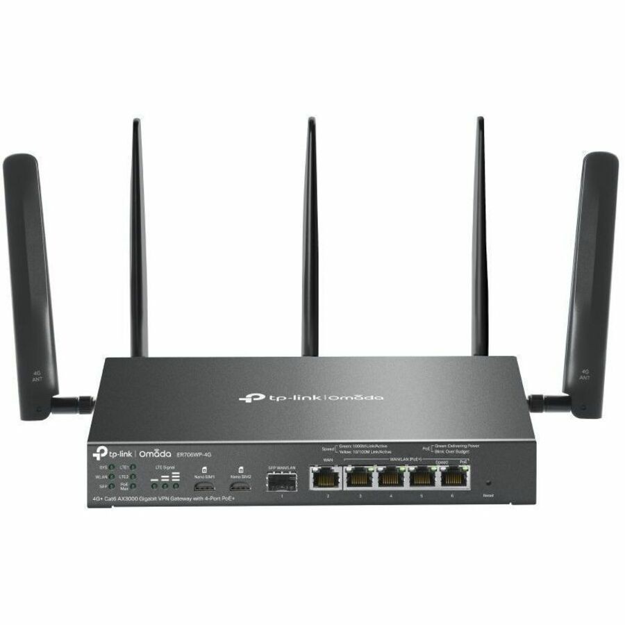 TP Link ER706WP4G 4G LTE Wi-Fi 6 Gigabit Router w/ 4 PoE+ Ports