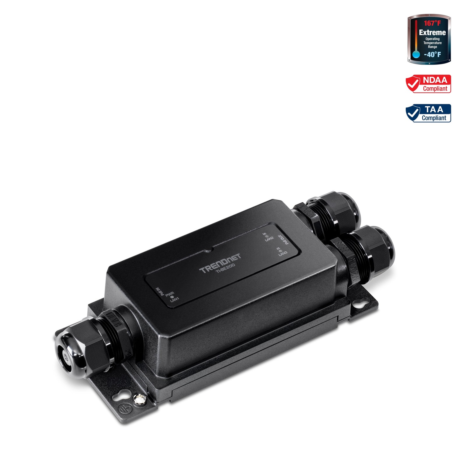 Trendnet TIBE200 2-Port Outdoor Gigabit PoE++ Extender IP67 Black