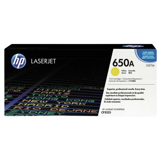 New Open Box HP 650A Yellow Original LaserJet Toner Cartridge, CE272AC