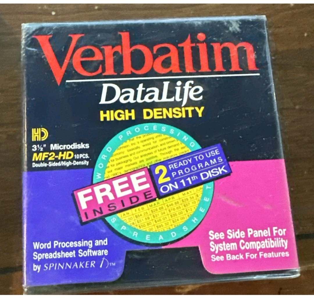 Verbatim Datalife MF2 HD 3.5 IBM Diskettes FloppyDisks Factory Sealed 10 Pk -B1a